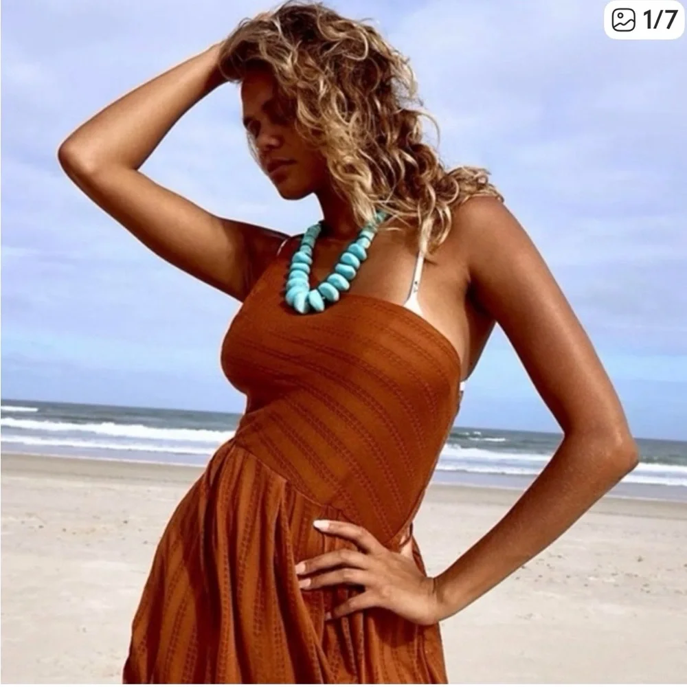Free People Beach Penny Tunic Knit Top in Cinnabar - Picture 1 of 6